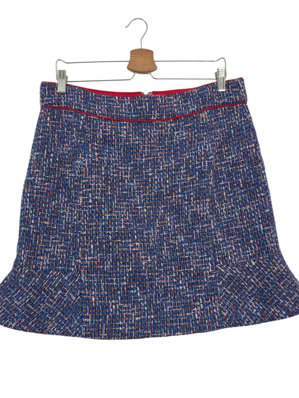 J. CREW NWT Tweed A-Line Skirt Blue Multi Size 12 Fabric Made In Italy - Picture 2 of 7